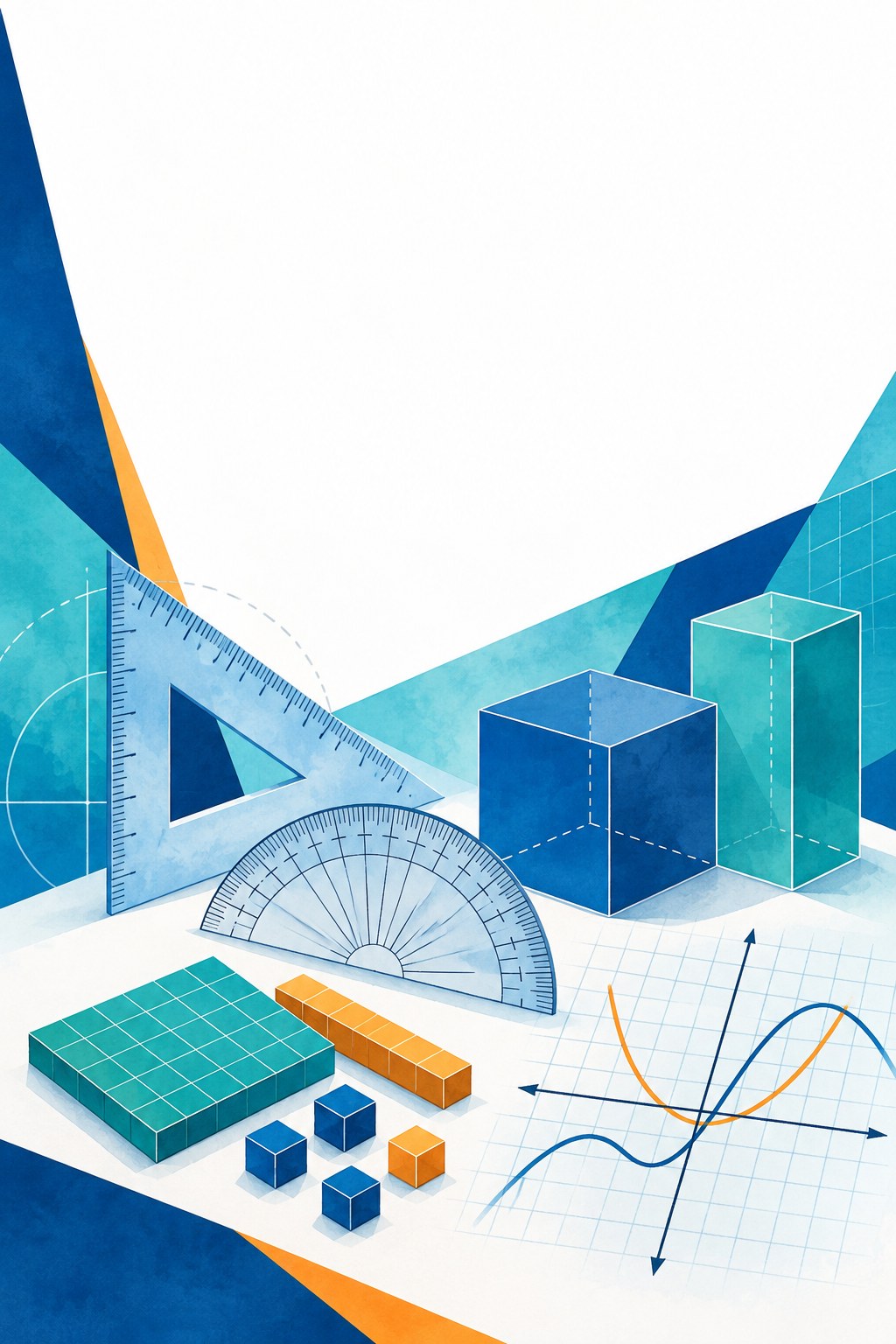 Grade 7 mathematics workbook cover, original art for Lebanese curriculum review